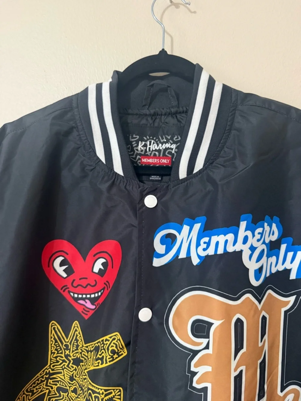 Members Only × Keith Haring size XL Andy Mouse Bomber Jacket Black, Gorgeous - Picture 6 of 9